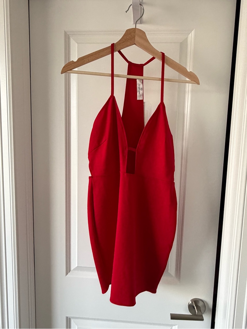 Oh My Love Red Mini Dress with Plunging Neckline